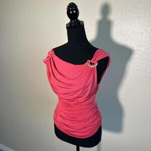 Vintage Roberto Cavalli Coral Pink Cowl Neck Off-Shoulder Top – Y2K Designer